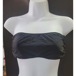 Blue Sky NEW Bandeau Side Bone Swim Top Lined Tieback NipPads BLACK LARGE